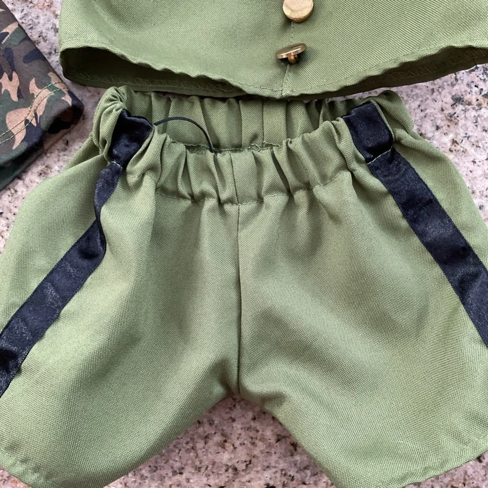 Build-A-Bear Workshop Army Officer Uniform Military Bear 17” and boxer